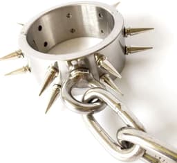 Prolink Novelties® - Handboeien met een ketting verbonden - handcuffs - stainless steel - luxe uitvoering met pinnen — thumbnail 3