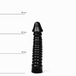 All Black Zwarte grote dildo met geribbelde schacht — thumbnail 7
