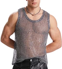 Erotiek tank top heren - Glitter and glamour - Hemd - Mesh - Visnet — thumbnail 1