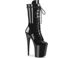 Pleaser - FLAMINGO-1050 Plateau Laarzen - Paaldans schoenen - 38 Shoes - Zwart