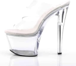 Pleaser - SKY-302 Muiltjes - Paaldans schoenen - 44 Shoes - Transparant/Zilverkleurig — thumbnail 3