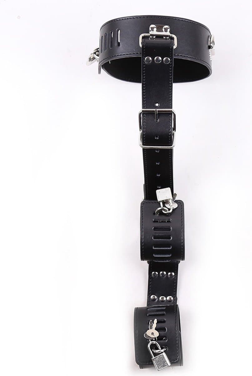 Fixxx - Collar met Boeien aan Riem - Zwart — afbeelding 1