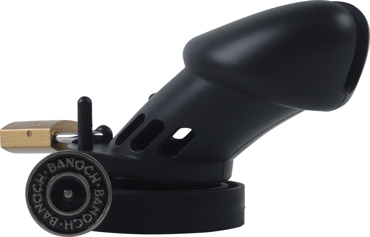 Banoch | Cockcage Black | siliconen | zwarte Chastity Cage met 5 ringen | small / medium — afbeelding 1