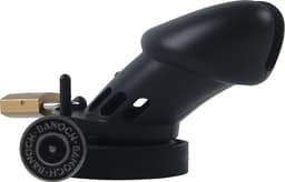 Banoch | Cockcage Black | siliconen | zwarte Chastity Cage met 5 ringen | small / medium — thumbnail 1