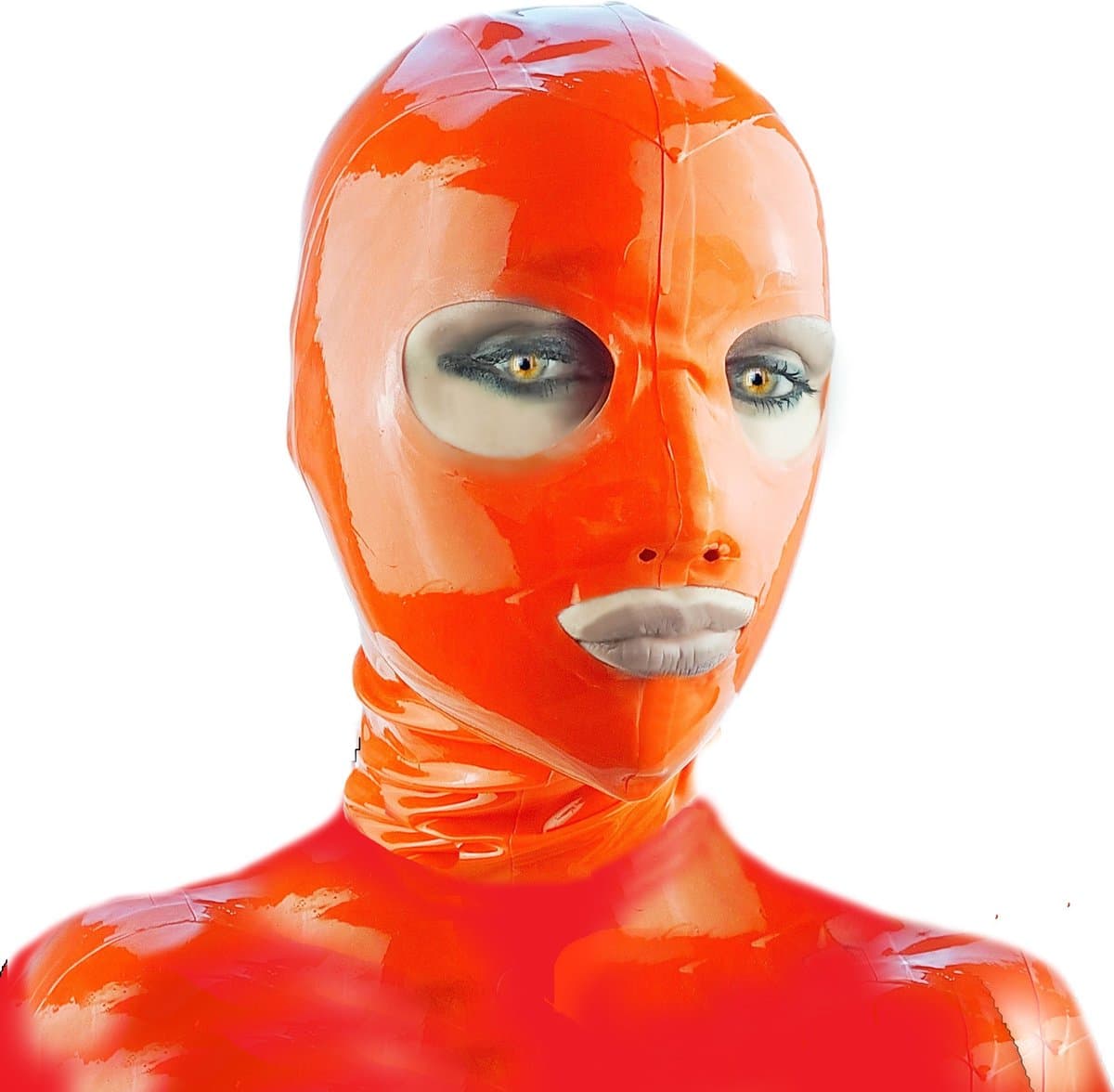 BNDGx® -100% Latex Masker ogen mond open - Anoniem Erotiek - Extreme BDSM sm fetish Rollenspel kleding Rood — afbeelding 1