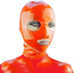 BNDGx® -100% Latex Masker ogen mond open - Anoniem Erotiek - Extreme BDSM sm fetish Rollenspel kleding Rood — thumbnail 1