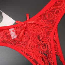 Erotische String Met Open Kruis I Sexy Slipje I Slip I Erotisch Ondergoed I Met Strik I One Size I Voor Heupomtrek 70-110 CM I Zwart — thumbnail 2