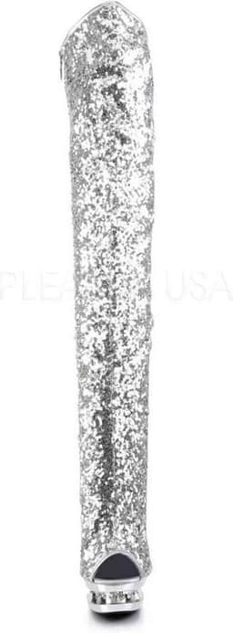 Pleaser - BLONDIE-R-3011 Plateau Overknee Laarzen - Paaldans schoenen - 39 Shoes - Zilverkleurig — thumbnail 2