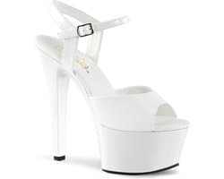 Pleaser - ASPIRE-609 Sandaal met enkelband, Paaldans schoenen - Paaldans schoenen - 41 Shoes - Wit