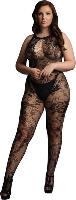 Criss Cross Neck Bodystocking - Plus Size — thumbnail 1