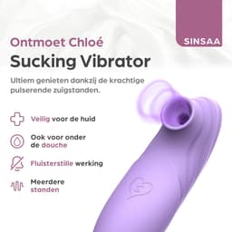 Sinsaa Luchtdruk Vibrator voor Vrouwen - Clitoris Stimulator - Sex Toys voor Vrouwen - Sexspeeltjes voor Koppels - 10 Zuigfunctie Snelheden - Inclusief Sextoy Cleaner - Chloé Satisfy Paars — thumbnail 2