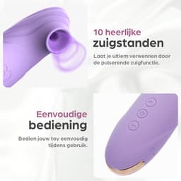 Sinsaa Luchtdruk Vibrator voor Vrouwen - Clitoris Stimulator - Sex Toys voor Vrouwen - Sexspeeltjes voor Koppels - 10 Zuigfunctie Snelheden - Inclusief Sextoy Cleaner - Chloé Satisfy Paars — thumbnail 3