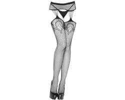 Visnet panty met jarretel | Maat L/XL