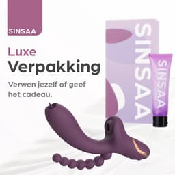 Sinsaa Tarzan Vibrator - Rabbit Vibrator – G-Spot & Luchtdruk Clitoris Stimulator – Anaal kralen - Vibrators voor vrouwen - 10 Vibratiesnelheden & 5 Zuigfunctie snelheden - Inclusief glijmiddel – Lana – Donker Paars — thumbnail 10