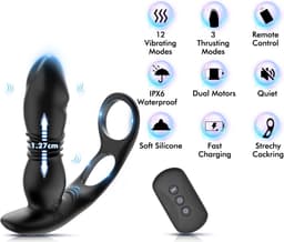 IntiMate® P SpotMaster - Prostaat Stimulator voor Mannen - Anale Vibrator met Dubbele Penisringen - 3 in 1 Buttplug voor Mannen - Seksspeeltje voor Mannen - Vibrerende Dildo met Penisring - Prostaat Massager Sex Toys voor Mannen - Stotende Buttplug — thumbnail 4