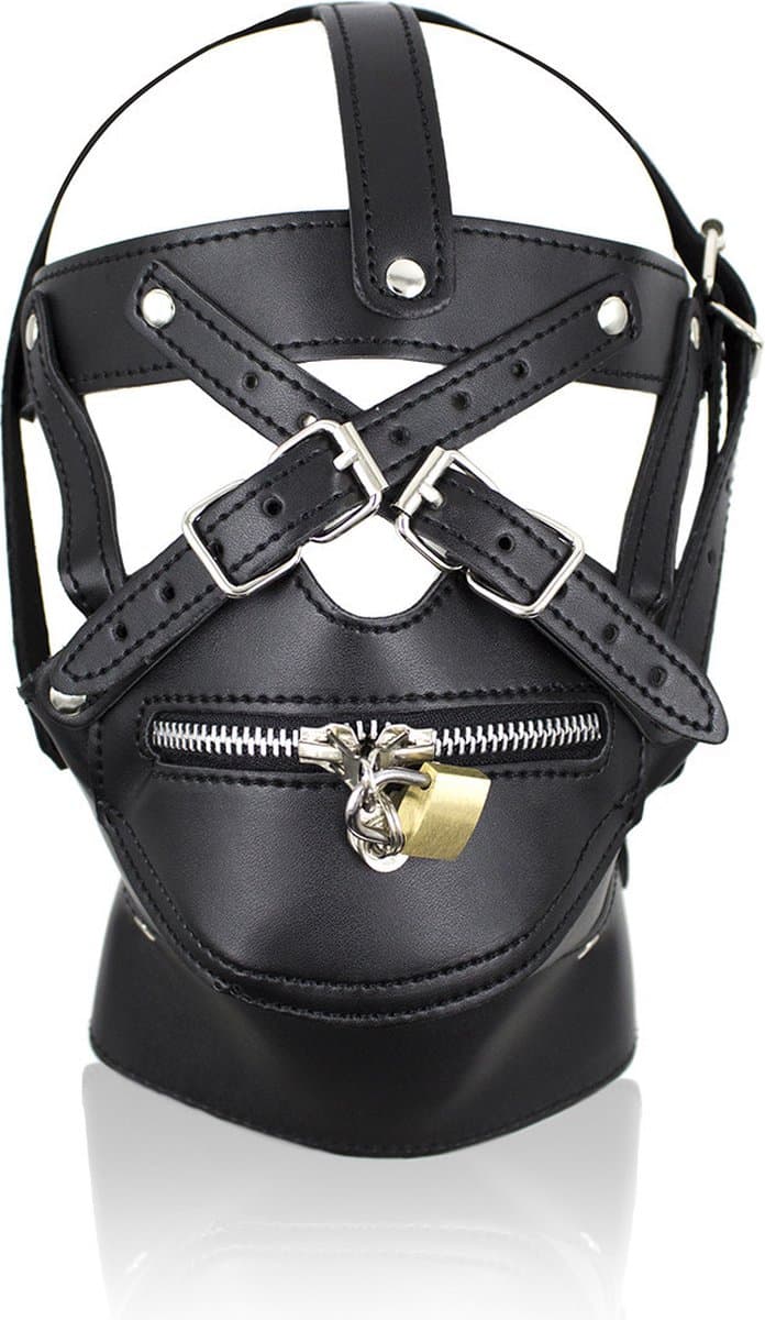 vscnovelty® SM Masker GAG Premium | BDSM | kunstleer masker - Muilkorf - Nek ketting - Verstelbaar - fetish — afbeelding 1