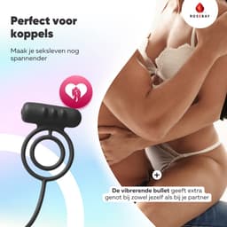Rosebay Vibrerende Cockring met Buttplug - Penisring - Anaal Plug - Penisring Vibrerend - Eikelring - Buttplug - Zwart — thumbnail 8