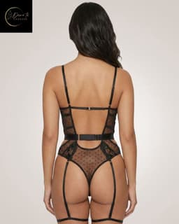 Erotische Body – Sexy Lingerieset – Lingerie Erotisch – Classy luxe kanten lingerieset – Erotische Bustier – Verleidelijk Elegant Zwart – BH en jarretelset – Dames lingerie – Sexy lingerie – Spannende lingerie – Dare to Undress – Maat XS/S, M, L, XL — thumbnail 3