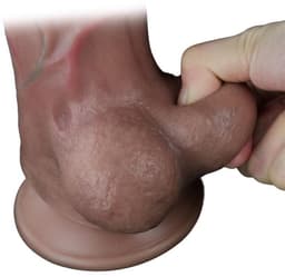LoveToy - Dubbellaagse siliconen dildo 29.5 cm (Ø 5.5 cm) - Bruin — thumbnail 7