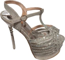 JUMEX- EROTISCHE PUMP-SILVER-STRASS-SILVER STILETTO HEEL-37 — thumbnail 5