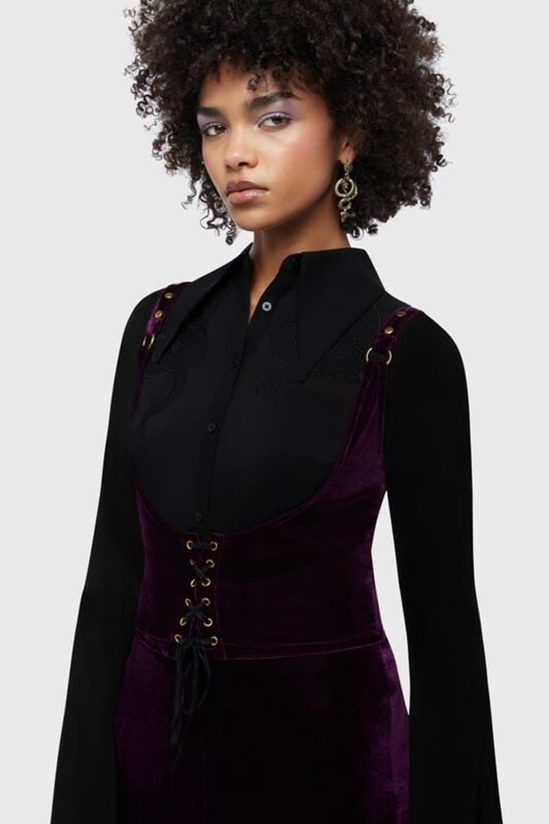 Killstar Beneath The Eclipse - Night Petal Underbust Corset Dames Korset - paars - 3XL — afbeelding 1