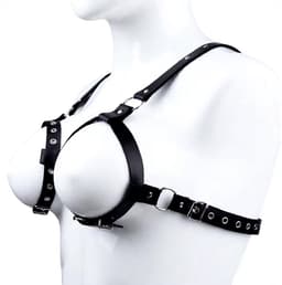 Open Borsten Harnas - Bloot BH - BDSM - PU Leer - Lingerie — thumbnail 4