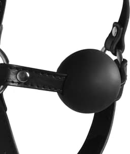 Hoofdharnas met Solid Ball Gag - Zwart — thumbnail 6