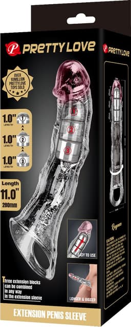 Pretty Love - Verlengende Penis Sleeve - 28 cm - Transparant — thumbnail 4