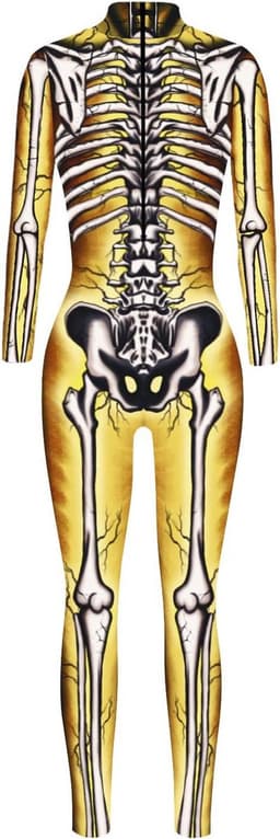 Dames Skelet Kostuum Halloween Stretch Catsuit Jumpsuit Bodysuit — thumbnail 4
