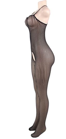 Zeloria Bodystocking – Sexy Netstof Catsuit met Open Kruis – Lingerie Set – Zwart – XS-M — thumbnail 5