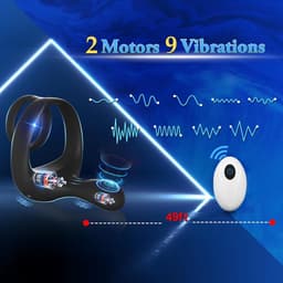 Daity Vibrerende Cockring met Perineum Stimulator – 2 Motoren, 9 Vibratiestanden – Siliconen Penisring met Afstandsbediening – Voor Mannen & Koppels – Zwart — thumbnail 5