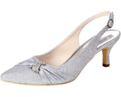 Dansschoenen Slingback - Avondschoenen Hoge Hak - Feestelijke Gelegenheden - Versierd met Strass - 6CM Hakhoogte - Puntige Teen