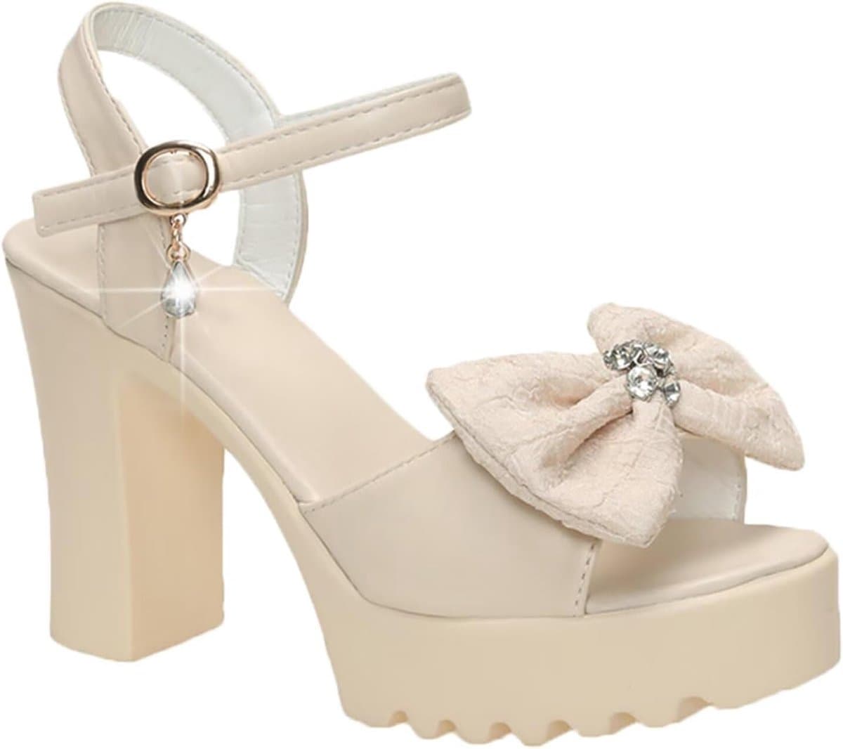 Sandalen met Plateau - Hoge Hakken - Feestelijke Gelegenheden - Verstelbare Enkelband - 10cm Hak 3cm Plateau — afbeelding 1