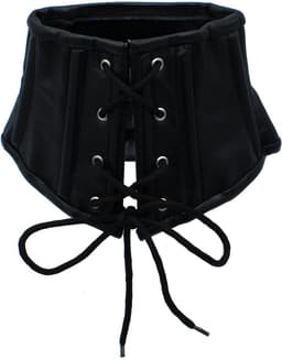 Kiotos - Zwart Lederen Lace-Up Corset Collar — thumbnail 1