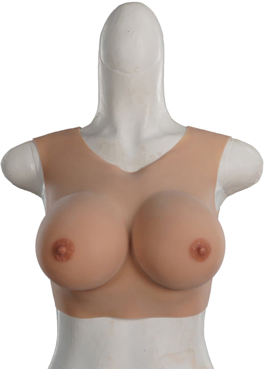 Borst ronde hals - cup C - Siliconen Borstprothesen - Wearable Borst - 100% medische hypoallergene siliconen - Kunstmatige Nep Borst - Valse Borsten - Borst - Siliconen Huid - Bodysuit - Crossdresser - Transgender - Travestiet — afbeelding 1
