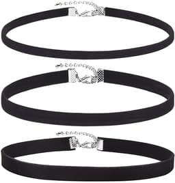 Pack of 3 Velvet Choker Necklaces for Women with Tattoo Chain Ribbon for Teens Velvet Black — thumbnail 1