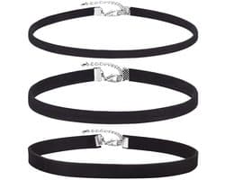 Pack of 3 Velvet Choker Necklaces for Women with Tattoo Chain Ribbon for Teens Velvet Black