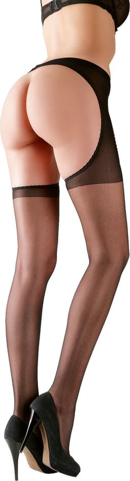 Cottelli Collection – Erotische Kousen met Open Kruis Ontwerp voor een Toegankelijk Seksuele Benadering – Maat S/M - Zwart — thumbnail 6