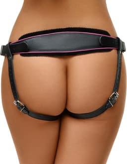 ZADO – Hoogwaardig Lederen Strap On Harnas met Metalen O Ring Verstelbaar – Zwart — thumbnail 3