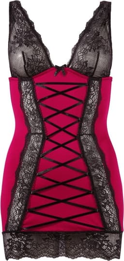 Cottelli Collection –  Negligé Jurk met Veter Sluiting en Kanten Cups voor Spannende After – Maat L - Zwart — thumbnail 2