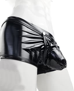 BamBella ® - Boxer short Maat L Datex Zwart (Latex en stof SM kleding BDSM kruisloos erotische heren kleding — thumbnail 2