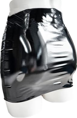 BamBella® - Datex (Mix latex en stof) mini rok - S/M - Sexy Erotische dames BDSM SM fetish kleding zwart — thumbnail 2