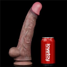 LoveToy - Dubbellaagse siliconen dildo 29.5 cm (Ø 5.5 cm) - Bruin — thumbnail 21
