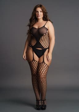 Fence Net Suspender Bodystocking - Plus Size — thumbnail 15