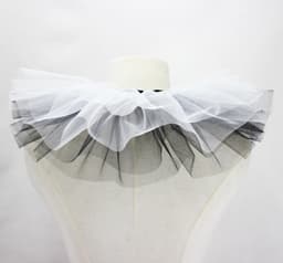 Dames Vintage Tule Kraag Zwart Witte Nepkraag Halsruches Clownkraag Ruches Kant Sierkraag Voor Halloween Carnaval Cosplay Kostuum Accessoires — thumbnail 4