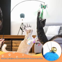 Interactief Kattenspeelgoed Cat Toy Intelligentie Katten Speelgoed Kattenhengel Stabiel Met Veren en Zuignap Kittenspeelgoed Simucatstick Kattenspeeltjes Voor Kleine Grote Katten (stijl 1) — thumbnail 4