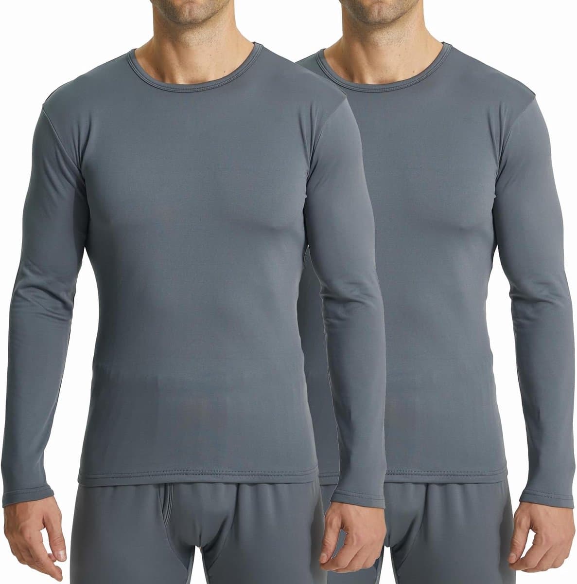 Thermisch ondergoed top voor heren thermals lange mouwen onderlaag shirt met fleece gevoerd winter warm ondergoed tops ronde hals compressie top voor koud weer — afbeelding 1
