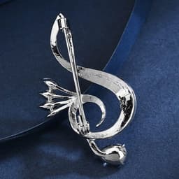 broche in de vorm van een muzieknoot met strass in de vorm van een vloersleutel voor sjaal jas kostuum bruid lijfje voor dames meisjes heren muzikant boeket huwelijkscadeau — thumbnail 4