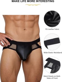 Jockstrap Thong Ondergoed - PU Leer - Mesh Insert - Sexy Clubwear voor Mannen - ShopVlot — thumbnail 5