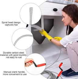 SnelShoppen - Pipe Cleaning Spiral Drain Cleaner 5m x 6mm - Universele Spiral Drainbuis Cleaner voor Hardnekkige Verstoppingen van Hoogwaardig Carbons — thumbnail 4